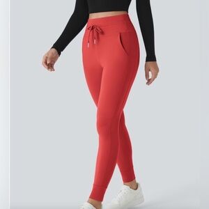 HALARA SoftlyZero Plush Red Jogger Pants Women's L P Petite
